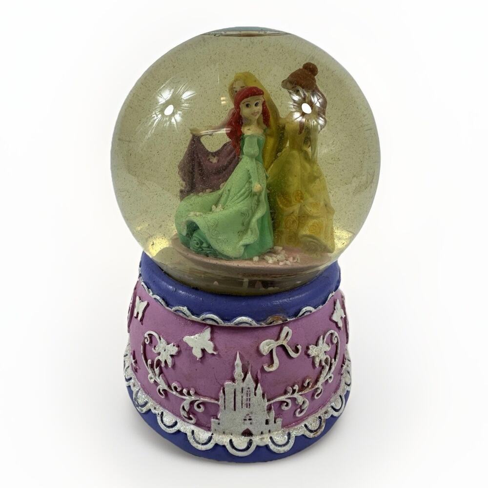 Disney Princesses Musical Glass Snow Globe, Ariel,Belle, & Tangle.